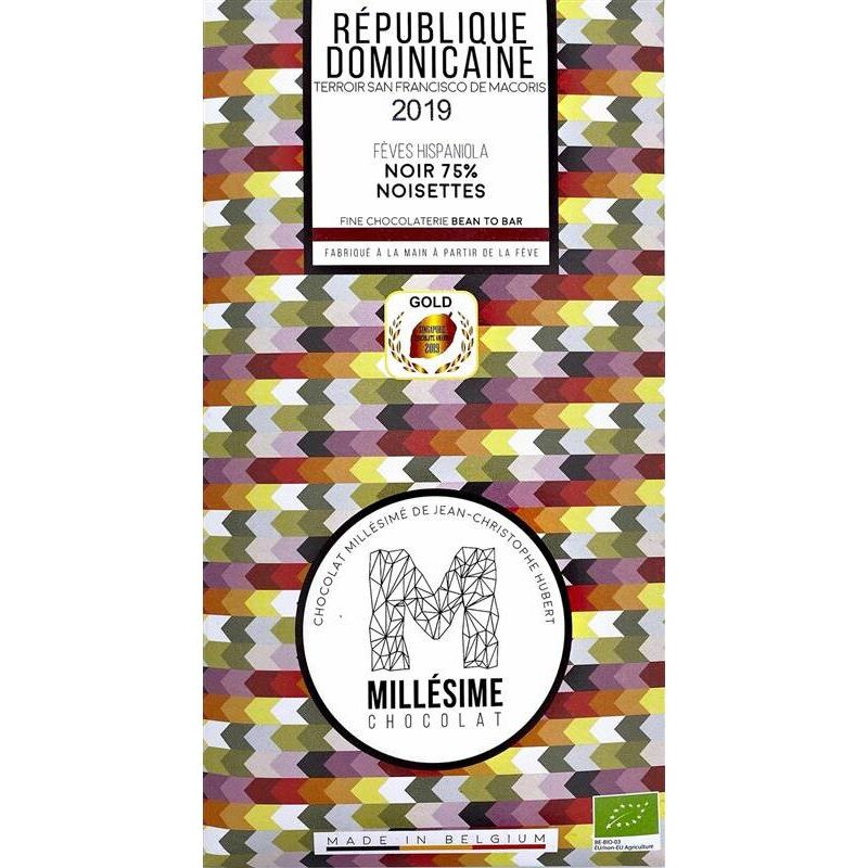 Ciocolata Belgiana Artizanala cu Alune de Padure Republique Dominicaine Bio 70 grame Millesime Chocolat