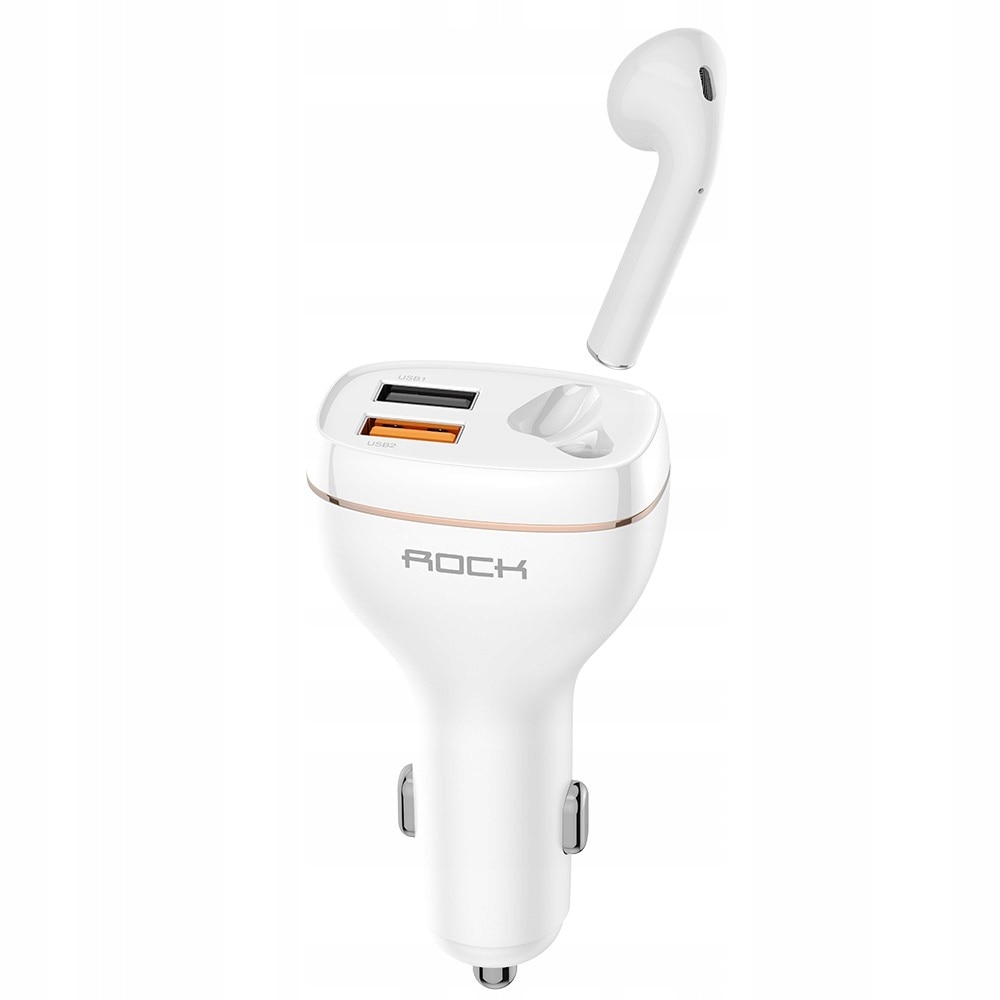 Incarcator auto QC3.0 plus casca bluetooth 5.0, alb