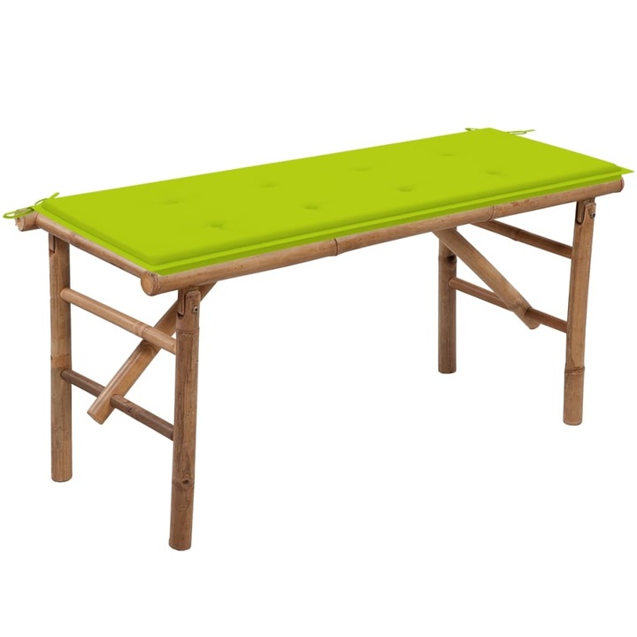 Banca de gradina pliabila cu perna vidaXL, 118 cm, bambus 3063860