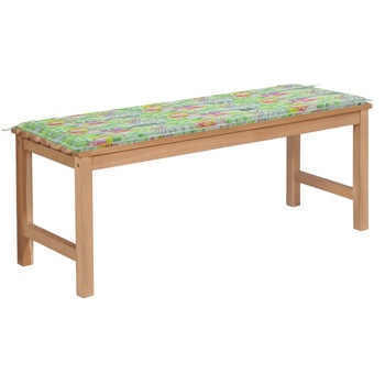 Banca de gradina cu salteluta sezut, vidaXL, Lemn de tec-Poliester, 120 x 40 x 45 cm, 4 cm, Maro-model tropical multicolor Banca de gradina cu salteluta sezut, vidaXL, Lemn de tec-Poliester, 120 x 40 x 45 cm, 4 cm, Maro-model tropical multicolor