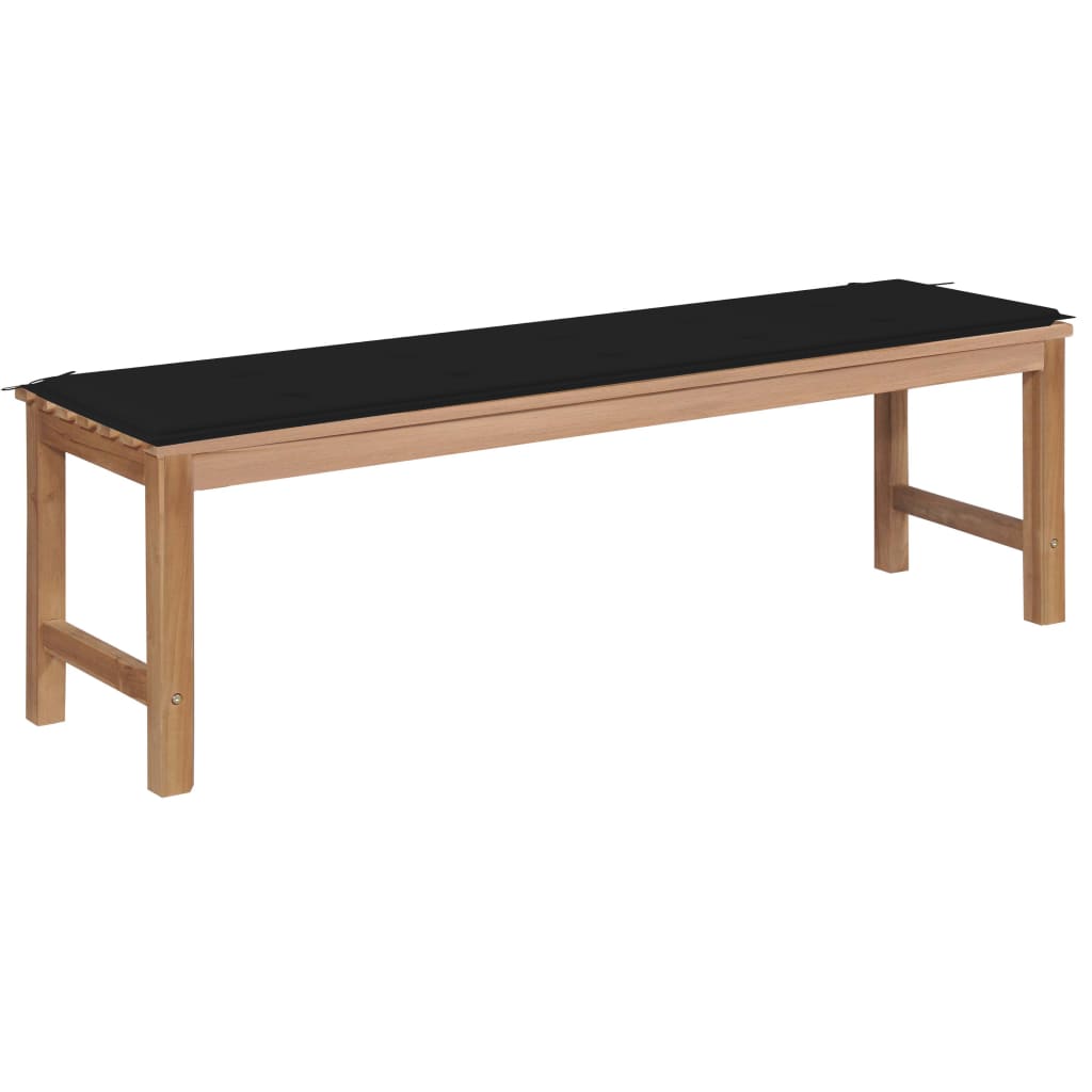 Banca de gradina cu salteluta sezut, vidaXL, Lemn de tec, 150 x 40 x 45 cm, 4 cm, Maro-negru