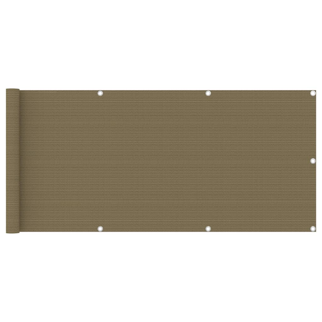 Paravan pentru balcon, vidaXL, Polietilena HDPE, 160 g/m², 75 x 600 cm, Maro taupe