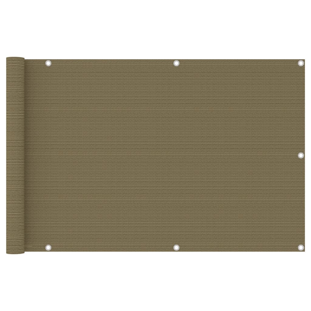 Paravan pentru balcon, vidaXL, Polietilena HDPE, 160 g/m², 90 x 400 cm, Maro taupe