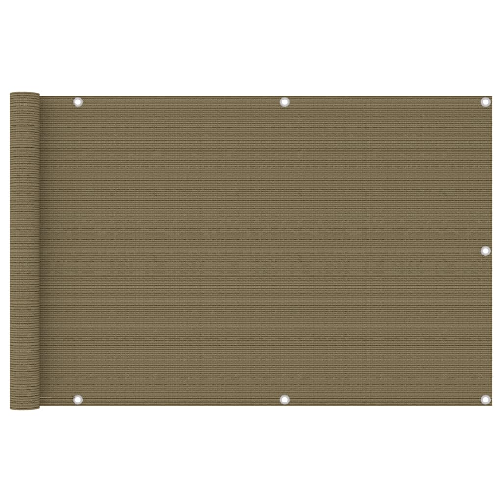 Paravan pentru balcon, vidaXL, Polietilena HDPE, 160 g/m², 90 x 500 cm, Maro taupe