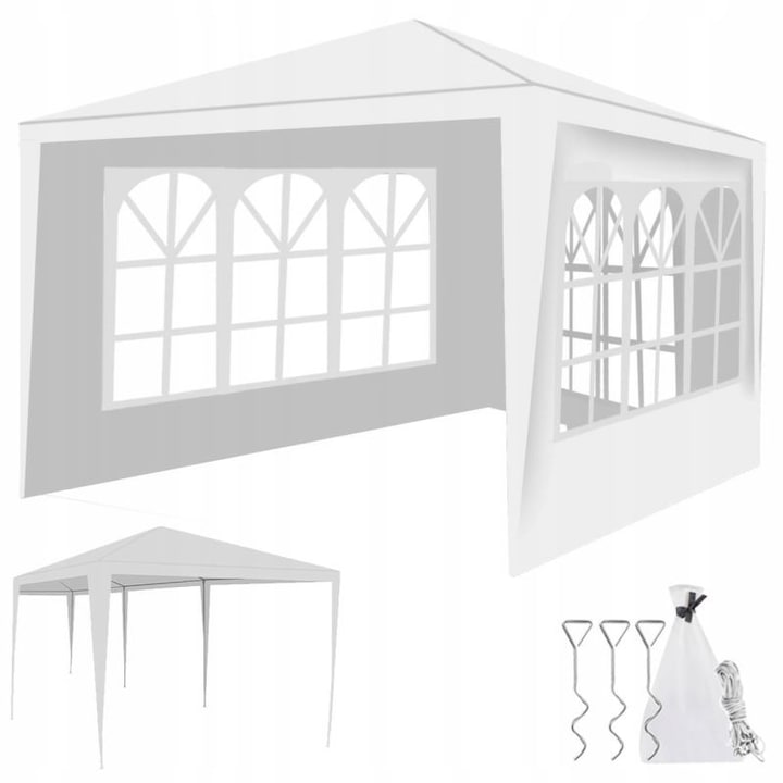 MT Malatec Sátor, 3 x 3 m, PE fólia 100g / m2, 4 fal, ablak, acél váz, szerelési tartozékok