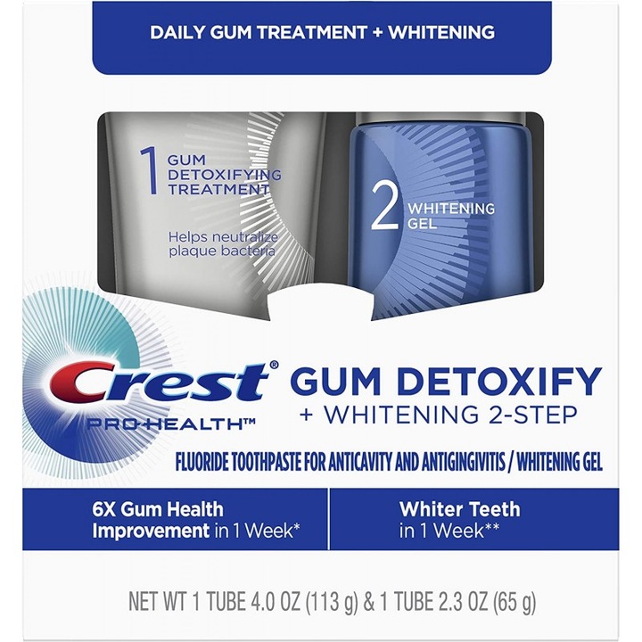 Комплект пасти за зъби Crest, Gum Detoxify, 2 броя, система за грижа за венците в 2 стъпки, 178 гр