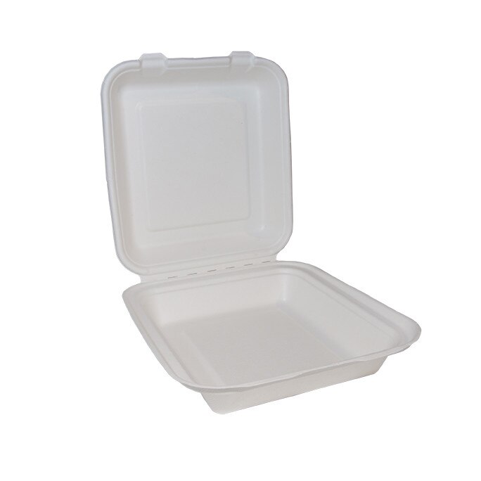 Set 100 caserole biodegradabile, capac rabatabil, trestie de zahar, 1000 ml