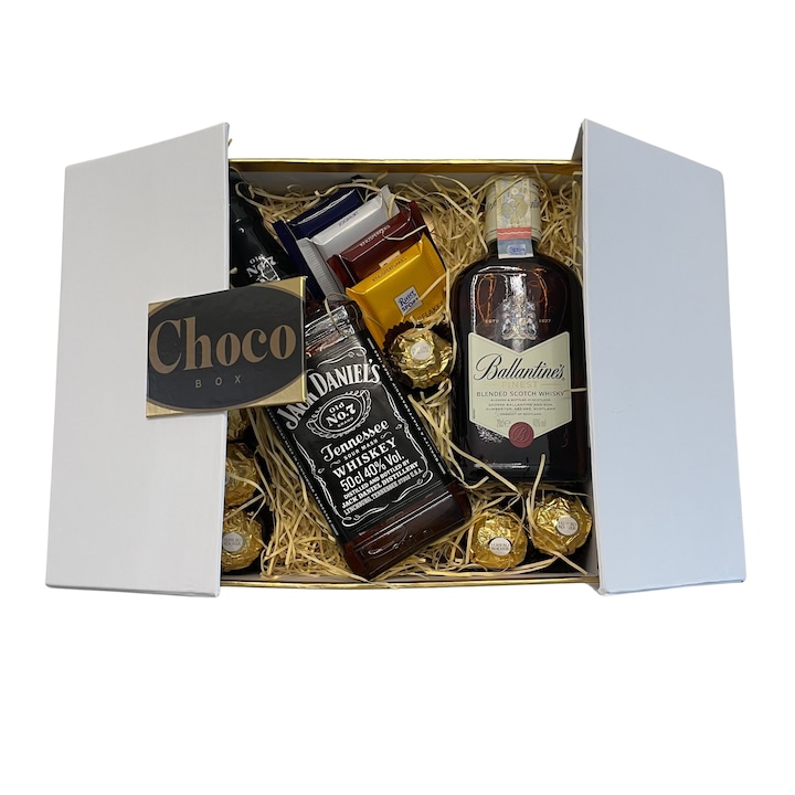 Подаръчна кутия ChocoBox Bussines Box, За мъже, Шоколадови бонбони и уиски