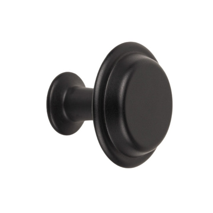 Buton pentru mobila Land, finisaj negru mat, D40 mm
