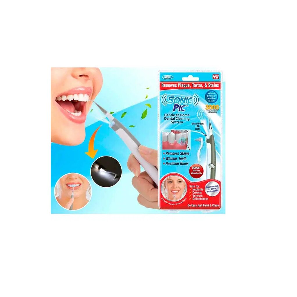 Set dus bucal cu 3 accesorii Sonic Pic, LED, Alb/Gri