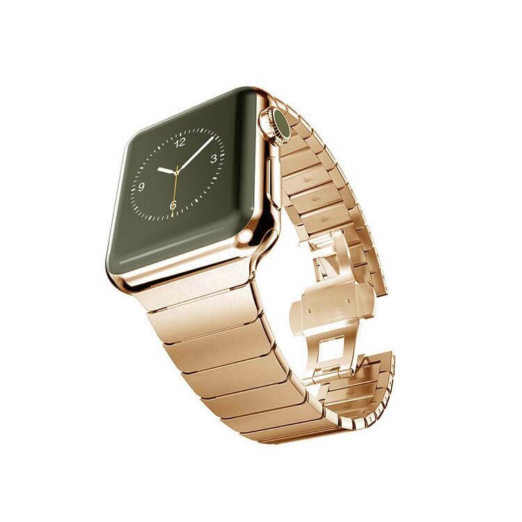 Curea compatibila Apple Watch Seria 1, 2, 3, 4, 5, 6, SE, 38/40mm metalica Aurie