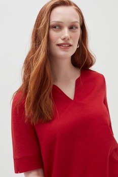 OVS, Bluza din amestec de in cu decolteu in V, Rosu inchis OVS, Bluza din amestec de in cu decolteu in V, Rosu inchis