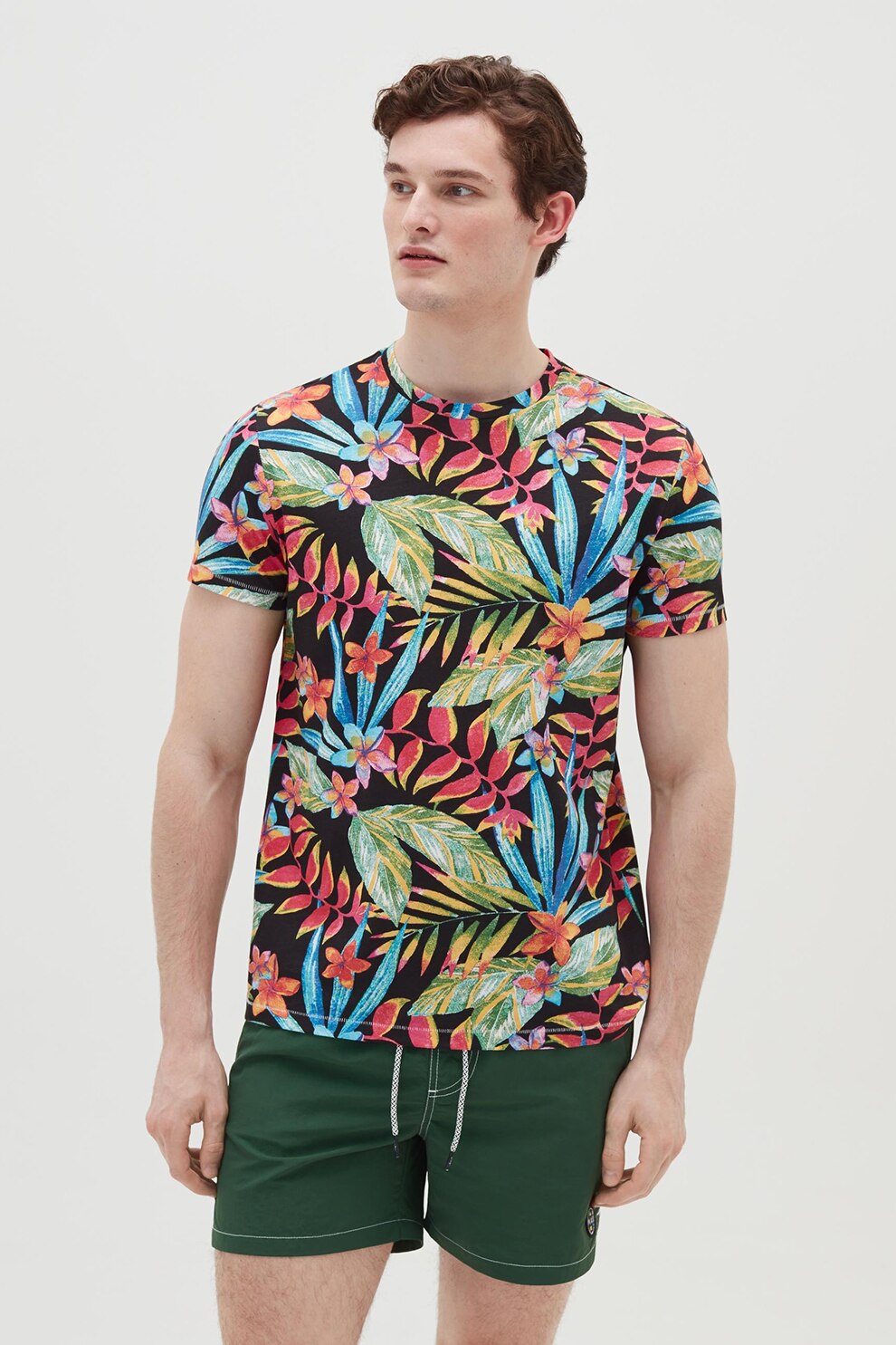 OVS, Pantaloni scurti de baie cu cusaturi contrastante, Verde