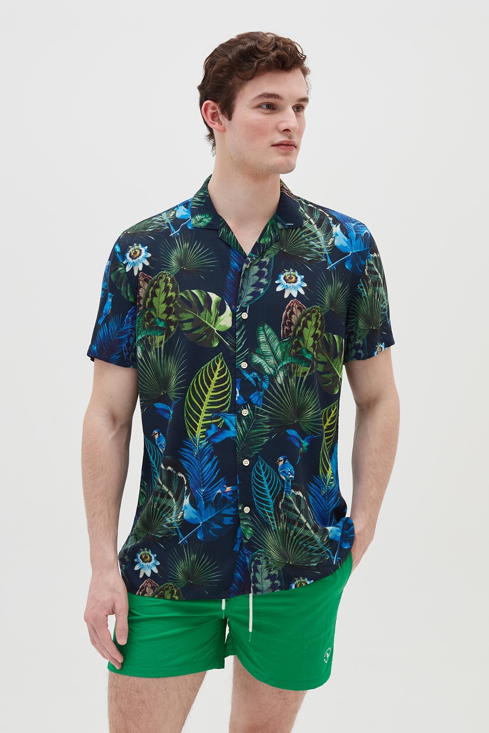 OVS, Pantaloni scurti de baie cu snur de ajustare, Verde deschis, XL