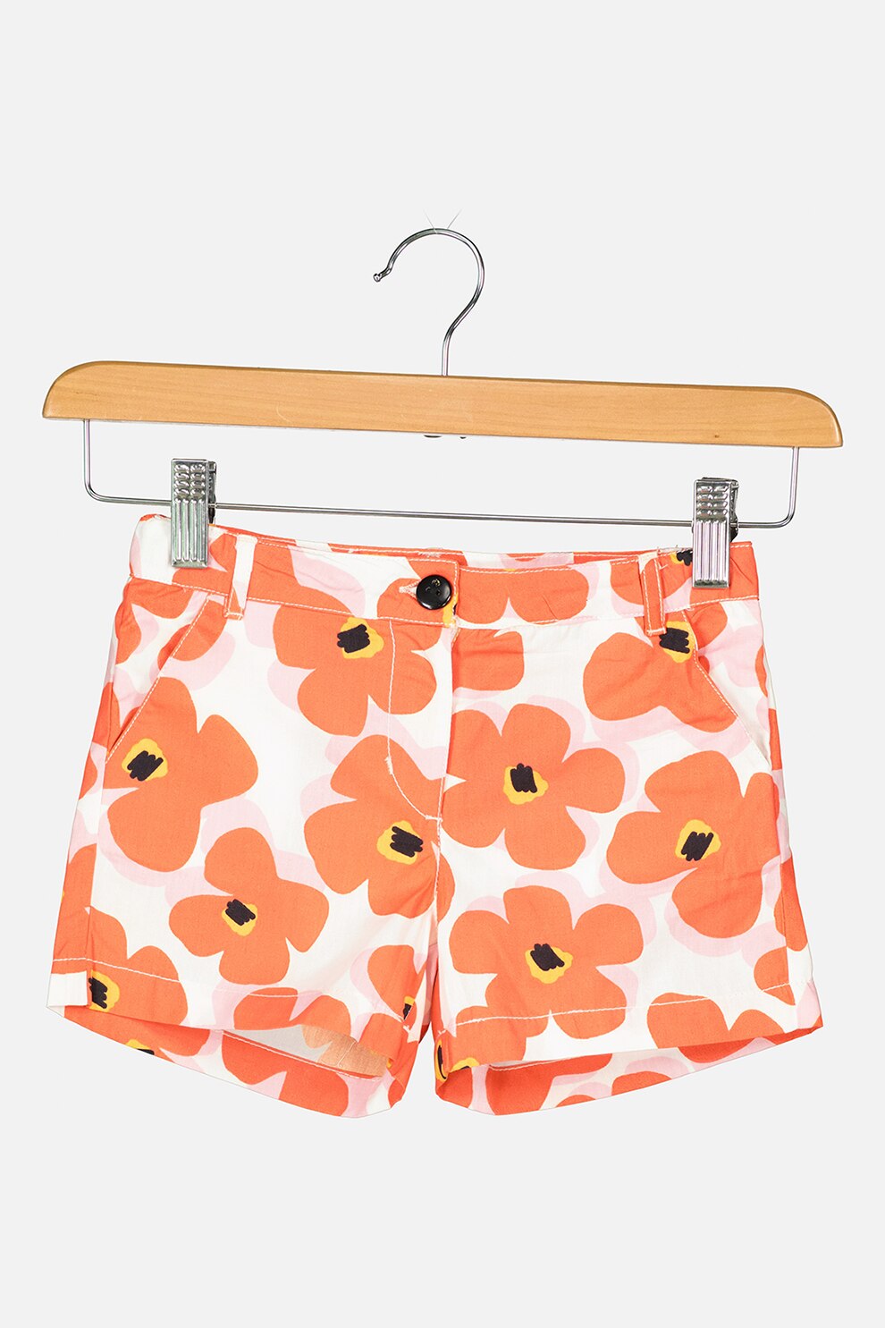 OVS, Pantaloni scurti chino cu model floral, alb, oranj mandarina, lila prafuit