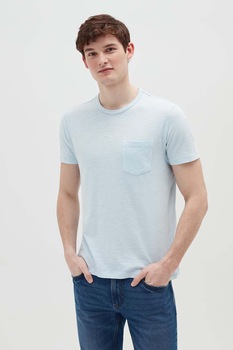 OVS, Tricou cu decolteu la baza gatului si buzunar pe piept, Albastru deschis OVS, Tricou cu decolteu la baza gatului si buzunar pe piept, Albastru deschis