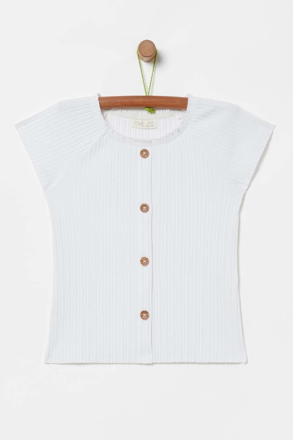 OVS, Tricou cu maneci aripioara si striatii, Alb, 170 CM