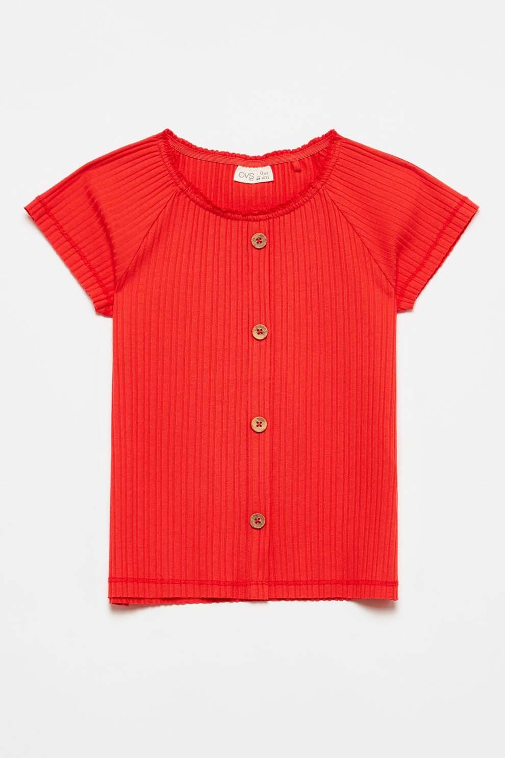 OVS, Tricou cu maneci aripioara si striatii, Rosu