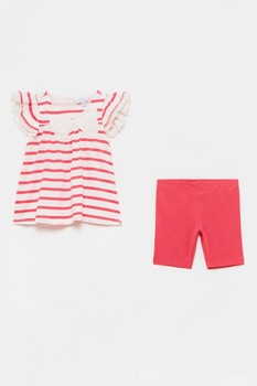 OVS, Set de colanti si rochie cu imprimeu, Alb/Roz OVS, Set de colanti si rochie cu imprimeu, Alb/Roz