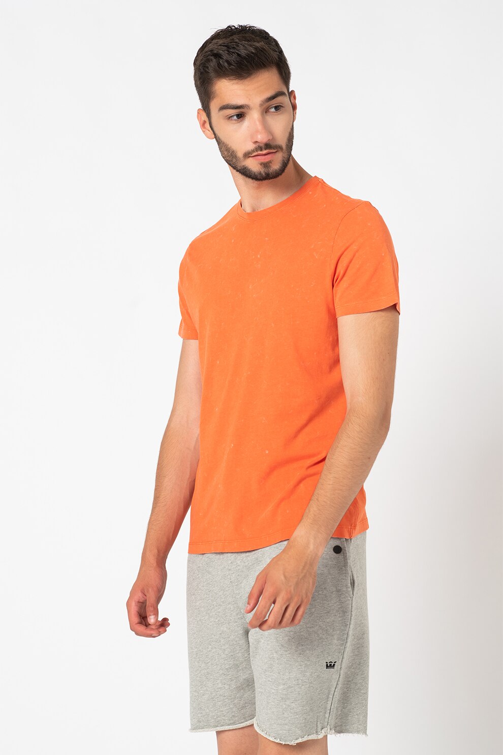 OVS, Tricou din jerseu cu decolteu la baza gatului, Oranj melange