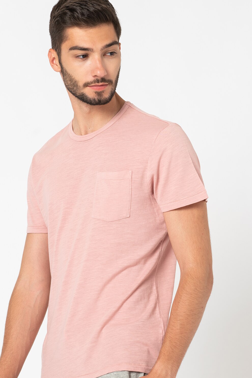 OVS, Tricou de bumbac cu buzunar frontal, Roz prafuit