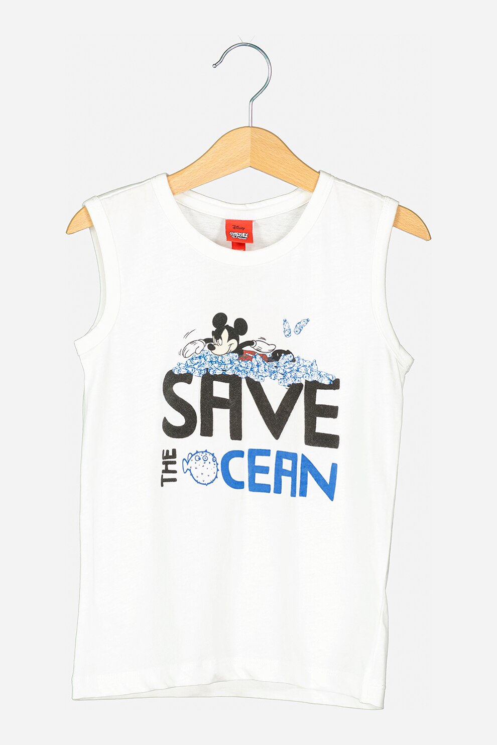 OVS, Top din bumbac cu imprimeu cu Mickey Mouse, Alb/Negru/Albastru