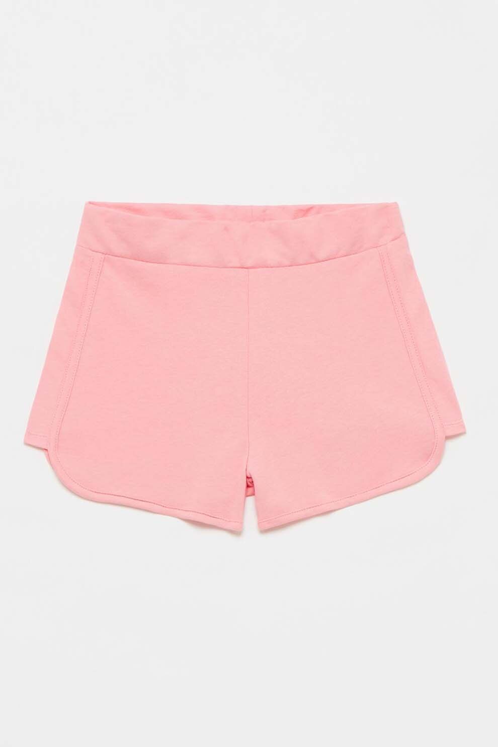 OVS, Pantaloni scurti de bumbac cu talie elastica, Roz pastel