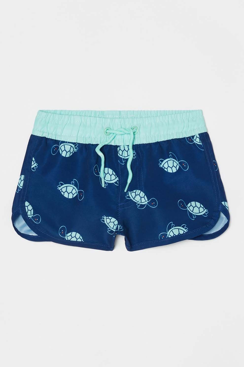 OVS, Pantaloni scurti de baie cu imprimeu grafic, Albastru inchis/Turcoaz, 68 CM