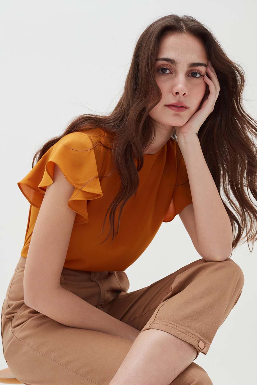 OVS, Bluza cu maneci vaporoase, Ocru, 3XL