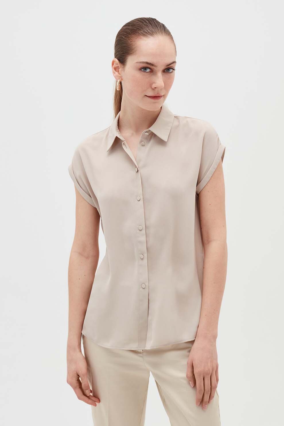 OVS, Camasa uni cu maneci scurte, Maro nisip