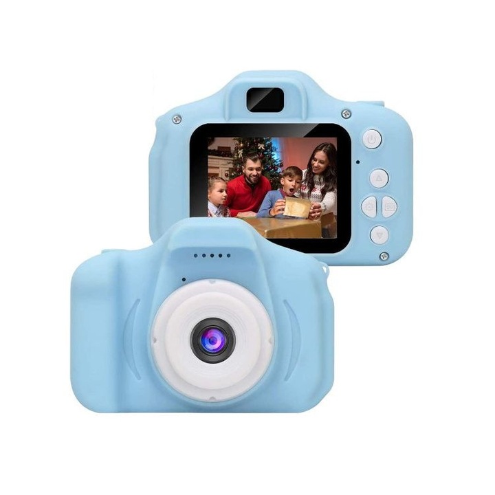 Дигитален детски фотоапарат, 32GB SD карта, Игри, Син