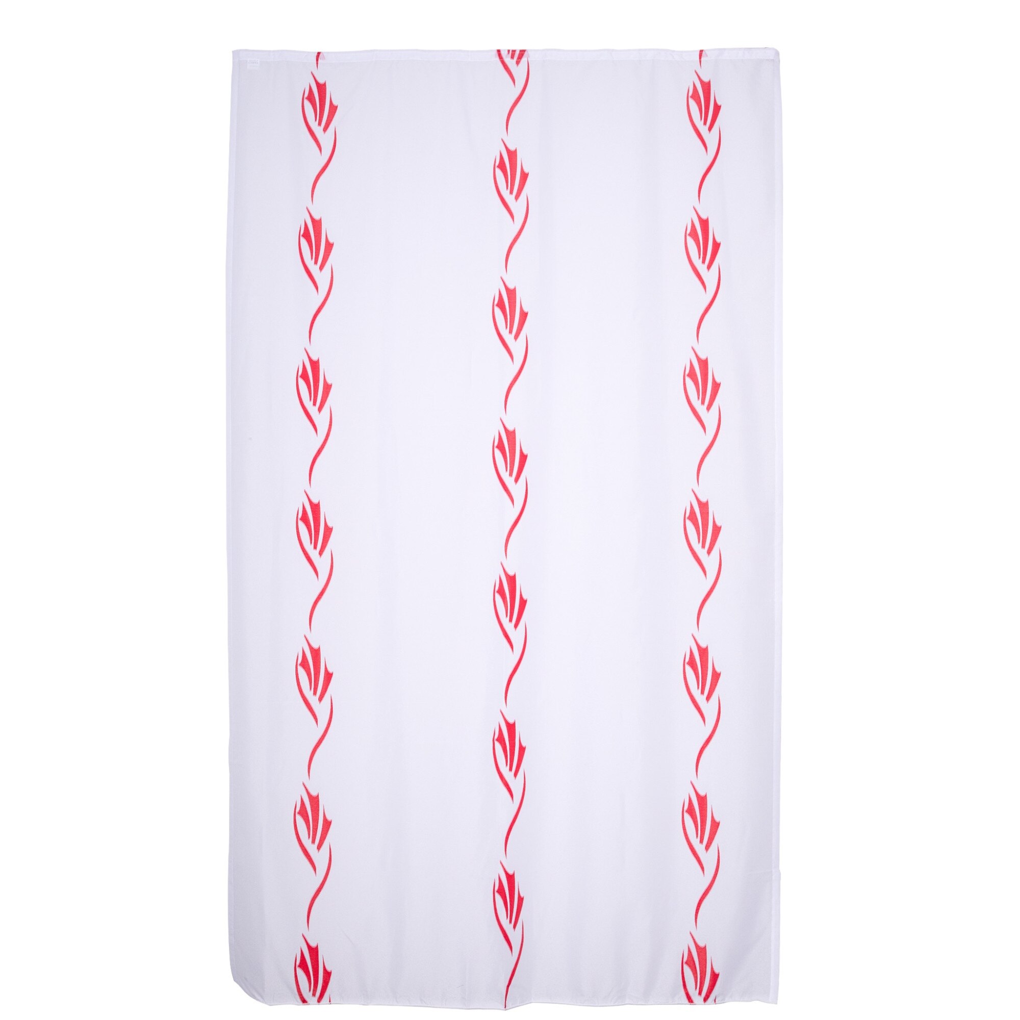 Perdea 140x245 cm, model GK 9786/4, prindere cu rejansa, alb/rosu