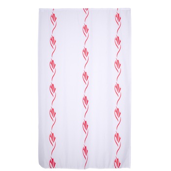 Perdea 140x245 cm, model GK 9786/4, prindere cu rejansa, alb/rosu Perdea 140x245 cm, model GK 9786/4, prindere cu rejansa, alb/rosu