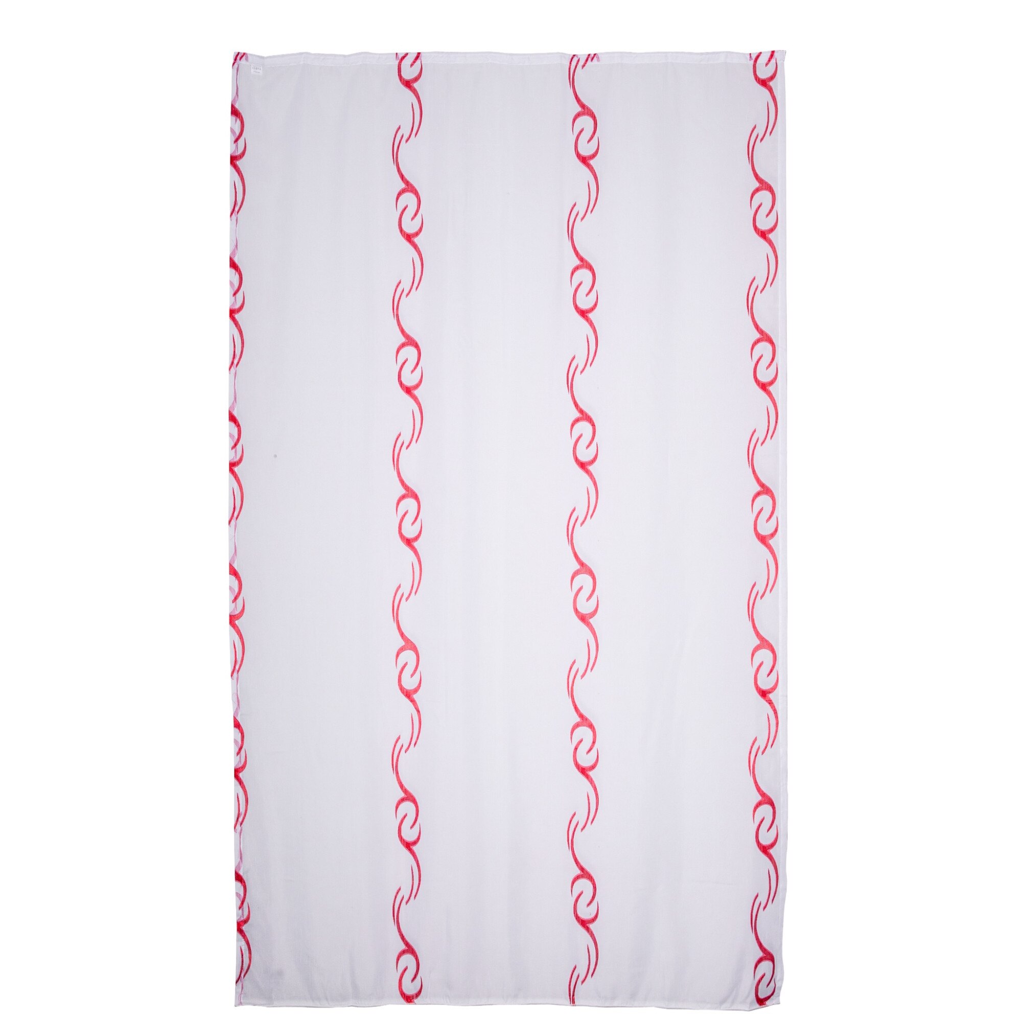 Perdea 140x245 cm, model 9787/3, prindere cu rejansa, alb/rosu