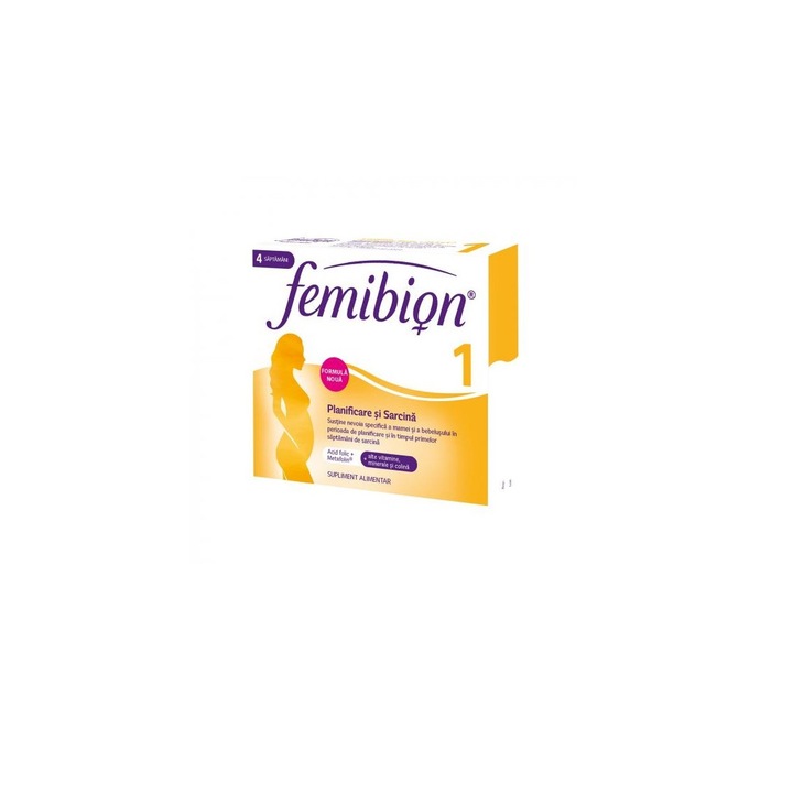 P&G Femibion 1 Étrendkiegészítő, Tervezés és terhesség, Megfelelő folsavbevitel biztosítására, 28 filmtabletta