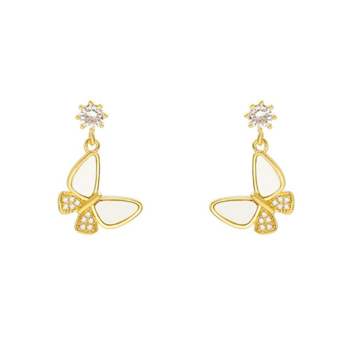 Cercei cu pietre YWD-FMM, Model Fluture, Auriu