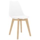 Set de masa de bucatarie cu blat alb si 4 scaune cu sezut tapitat, vidaXL, Piele artificiala, 80 x 80 x 75 cm, Alb