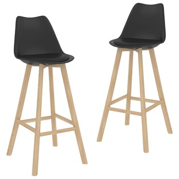Set de 2 scaune de bar, vidaXL, Polipropilena-lemn masiv de fag, 48 x 53,5 x 105 cm, Negru Set de 2 scaune de bar, vidaXL, Polipropilena-lemn masiv de fag, 48 x 53,5 x 105 cm, Negru
