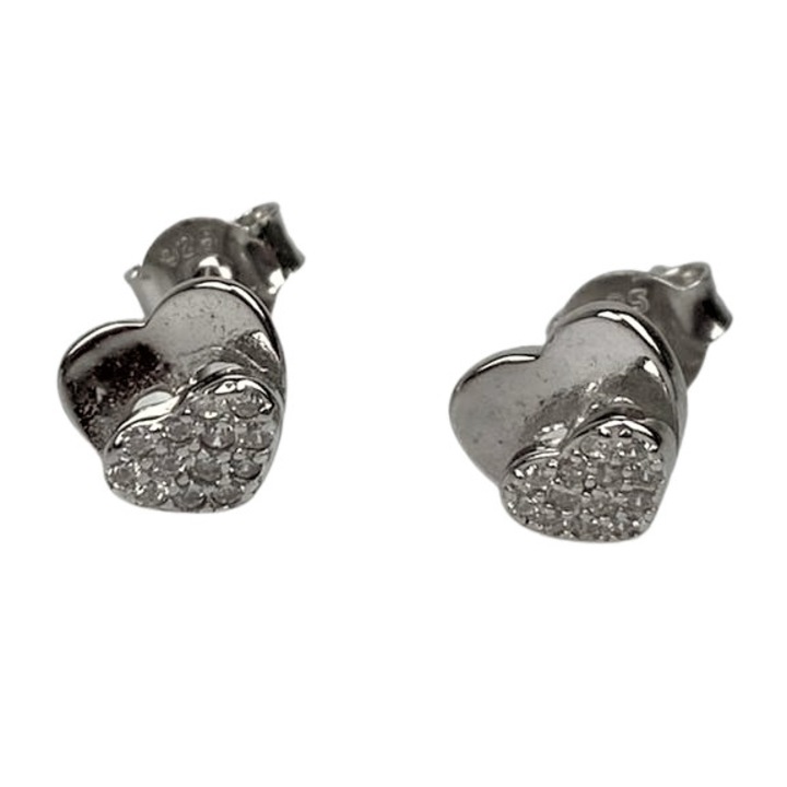 Сребърни обици със сърце Jolie Silver 925