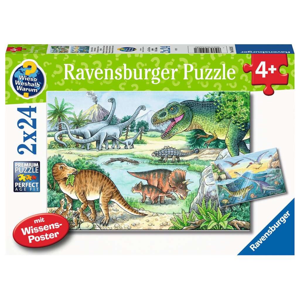 Puzzle clasic, Dinosaurs and their habitat, Ravensburger, 48 de piese
