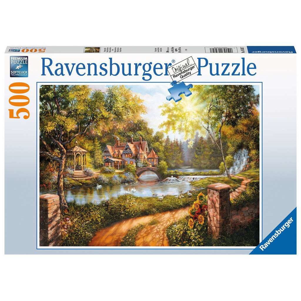 Puzzle clasic, Cottage at the River, Ravensburger, 500 de piese