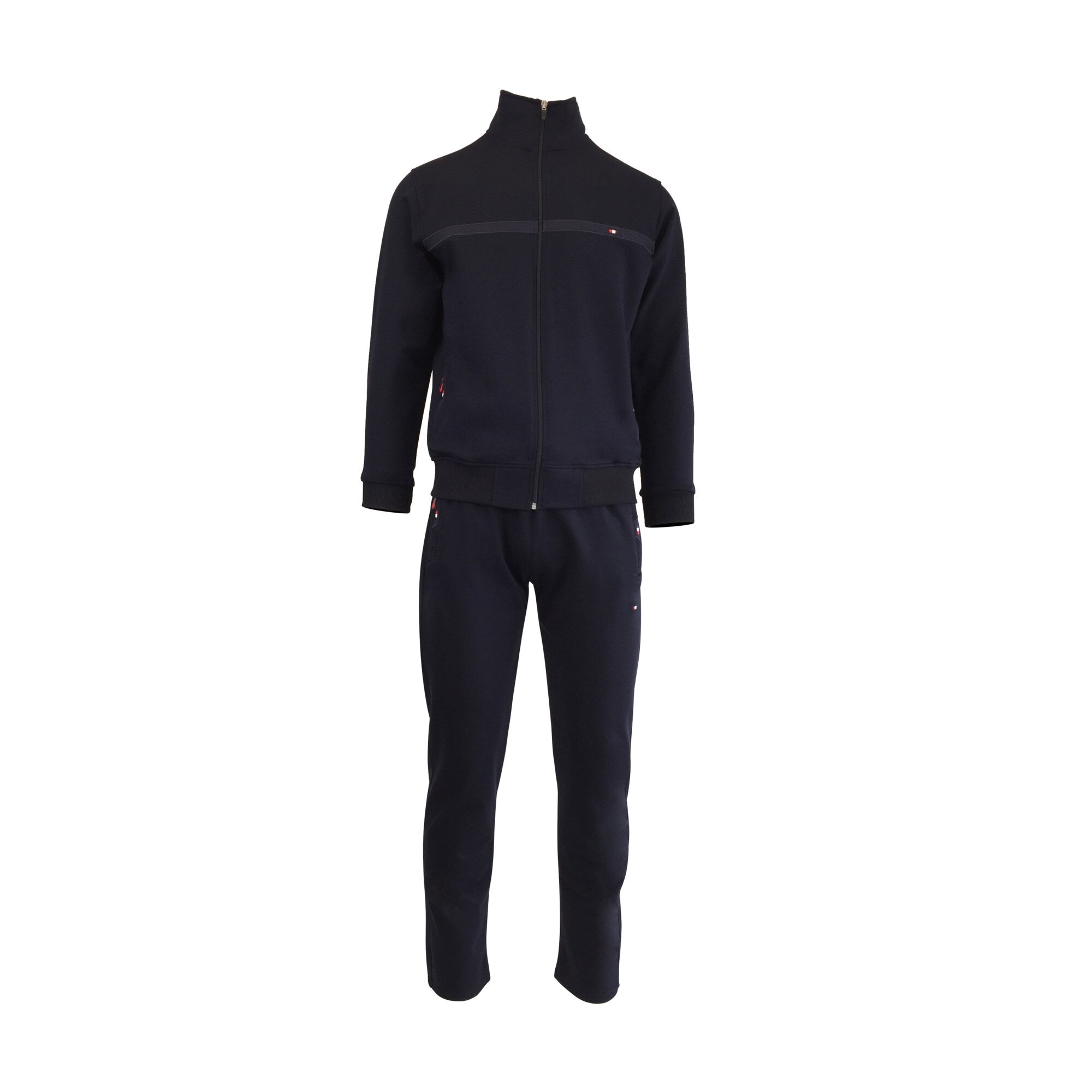 Trening barbat, UNIVERS FASHION, culoare albastru, jacheta cu 2 buzunare cu fermoare, pantaloni cu 3 buzunare cu fermoare, marime M