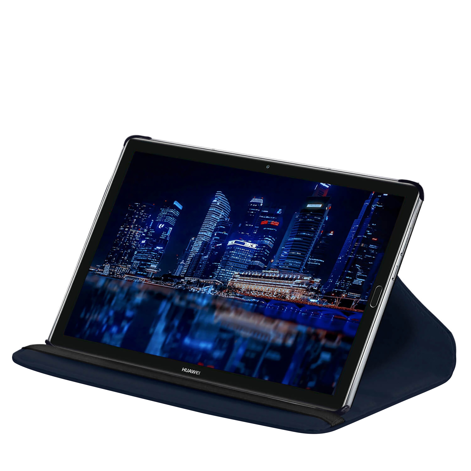 Husa de protectie tableta 360 ° pentru Huawei MediaPad M5 Lite, Piele ecologica, Bleumarin