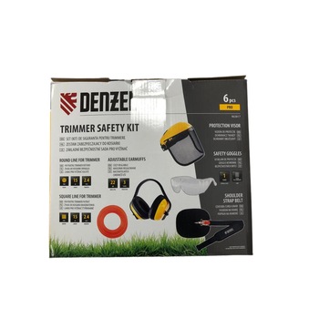 Set PRO pentru tuns iarba: fir trimmer 2,4mmx15m 2buc, ochelari, casti, scut protectie,Denzel Set PRO pentru tuns iarba: fir trimmer 2,4mmx15m 2buc, ochelari, casti, scut protectie,Denzel