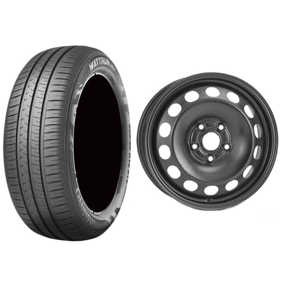 Roata completa VW Golf 7, Skoda Octavia 3, Seat Leon janta otel ALCAR 8667 5x112, 16 inch + anvelopa vara Kumho VS31 205/55R16 91V