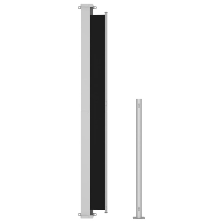 Copertina laterala retractabila, vidaXL, Poliester-otel, 220 x (0-500) cm, 180 g/㎡, Negru/Gri