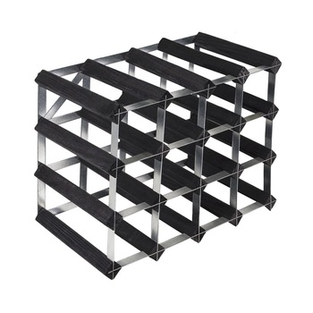 Raft pentru 16 sticle de vin, lemn de pin, Black Ash, asamblat - RTA Raft pentru 16 sticle de vin, lemn de pin, Black Ash, asamblat - RTA