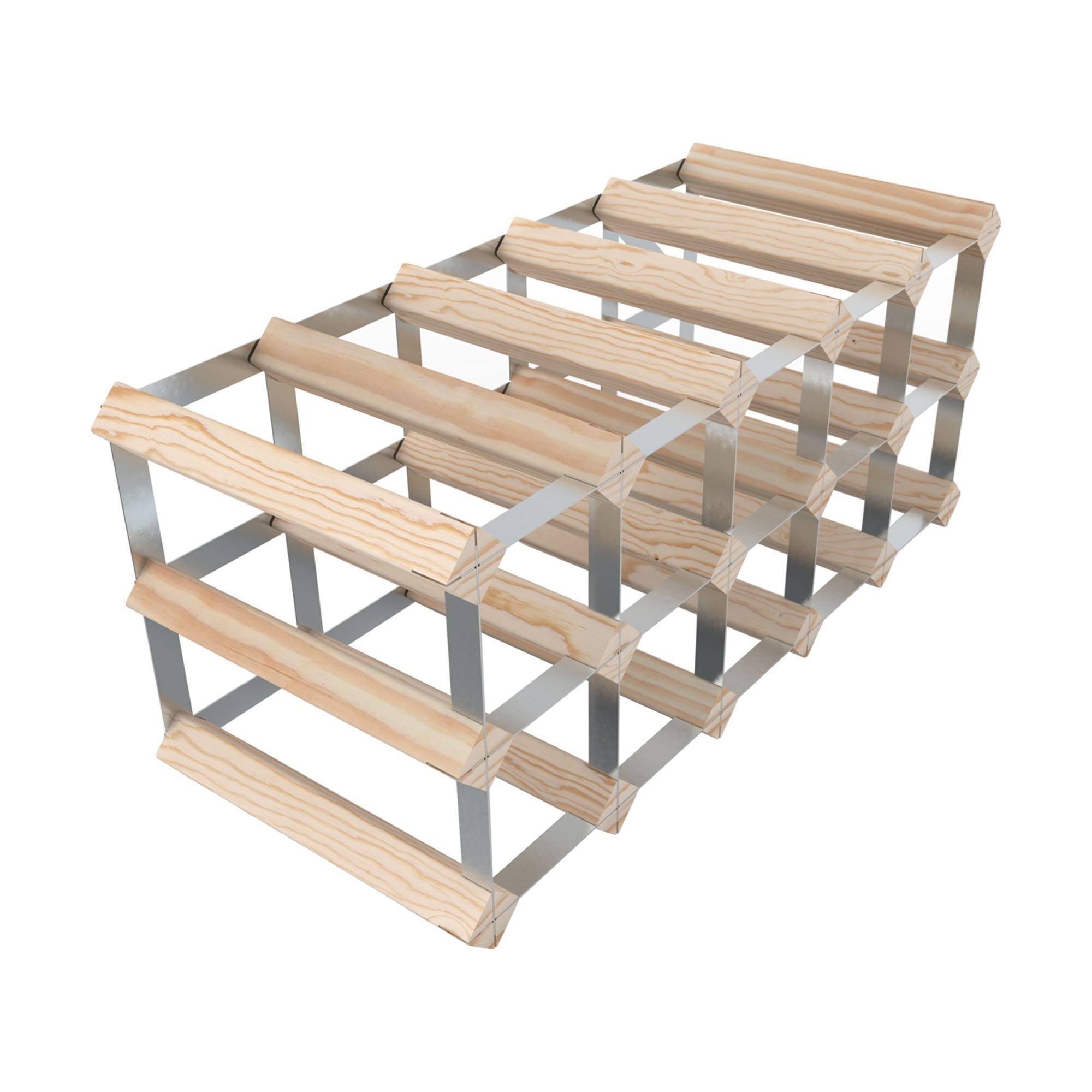 Raft pentru 15 sticle de vin, lemn de pin, Natur - RTA