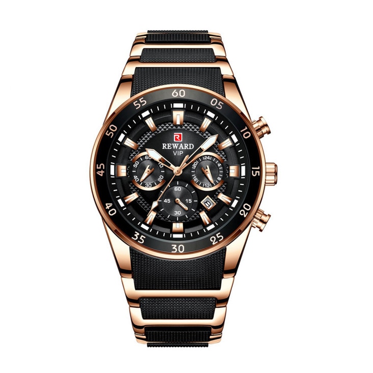 Ceas barbatesc Reward CS1233, otel inoxidabil, cadran rose gold