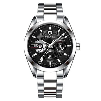 Ceas barbatesc Tevise CS1254, automatic, otel inoxidabil, argintiu, cadran negru Ceas barbatesc Tevise CS1254, automatic, otel inoxidabil, argintiu, cadran negru